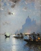 wilhelm von gegerfelt Venice in twilight oil painting